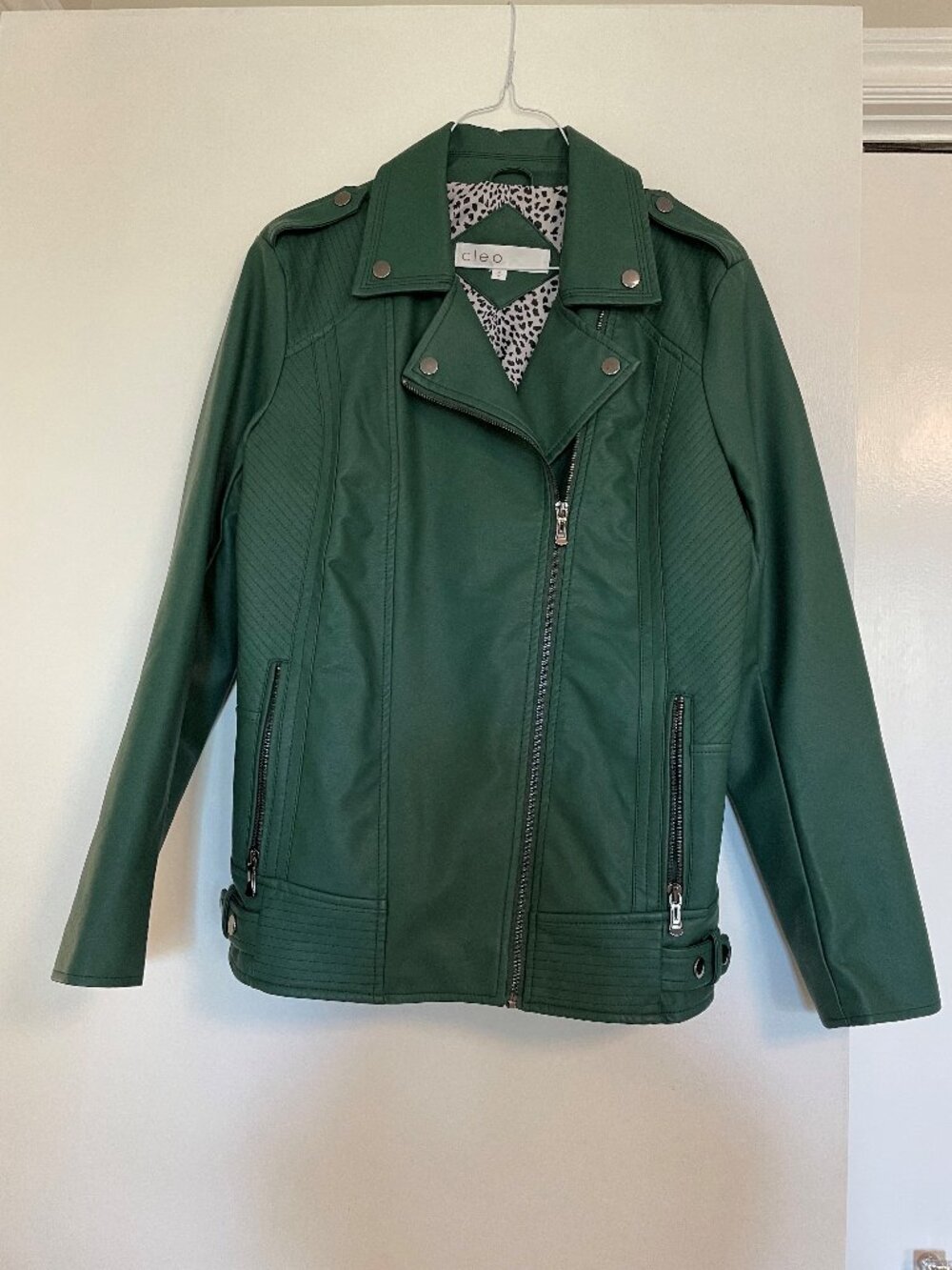 NEW- Cleo green faux leather jacket